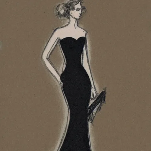 Image similar to sketch of dress by famous france designer