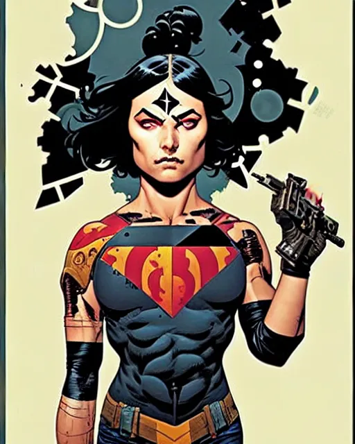 Image similar to mike mignola and sandra chevrier comic cover art, full body cute young lady, symmetrical eyes, bangs, rim lighting, vivid colors