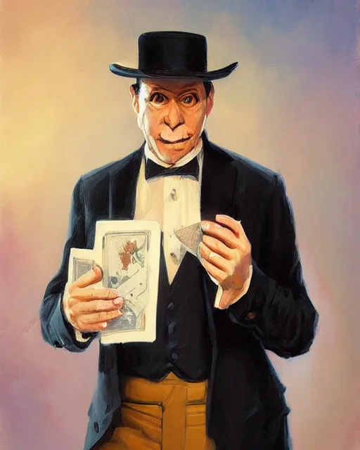 Image similar to a magician's portrait by ray swanland and rhads