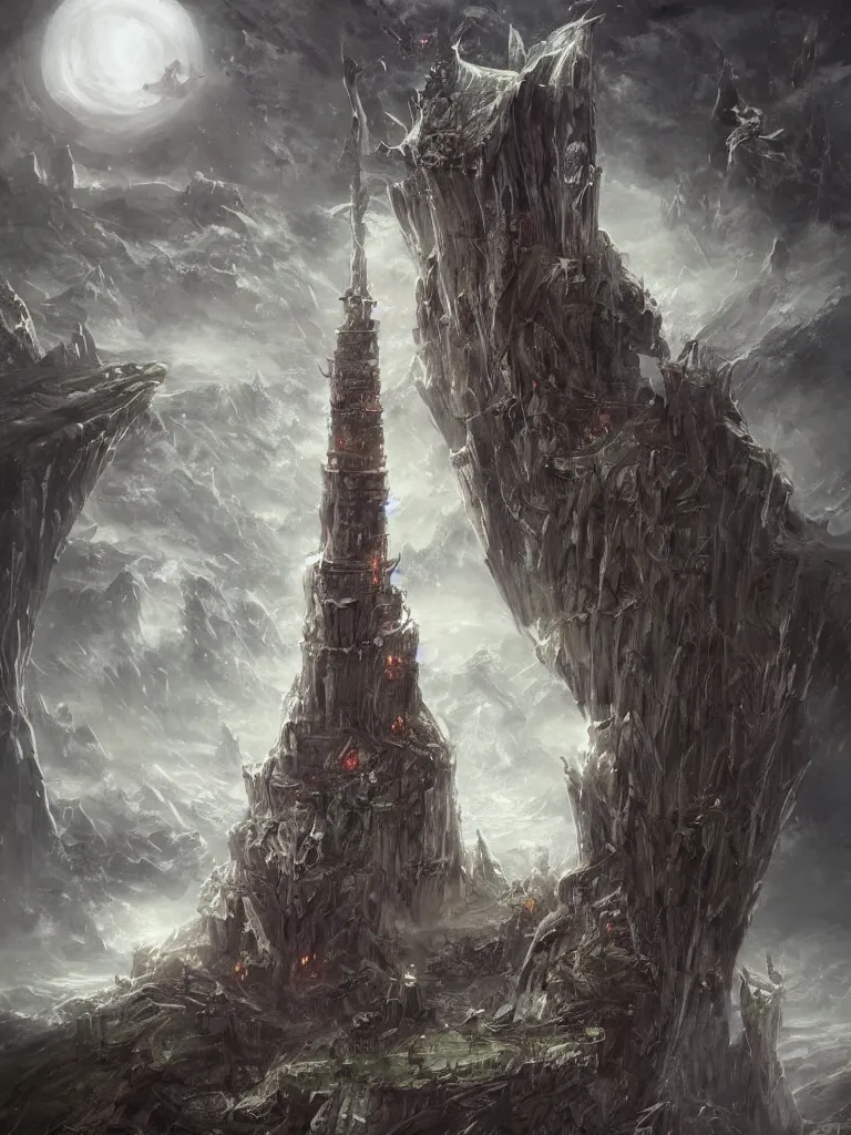 Image similar to a tower on the edge of forever, fantasy art, detailed, cinematic