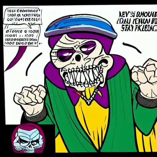 Image similar to larry - king as skeletor comic - book drawing from mad - magazine