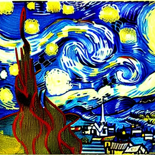 starry night as painted by pablo picasso | Stable Diffusion | OpenArt