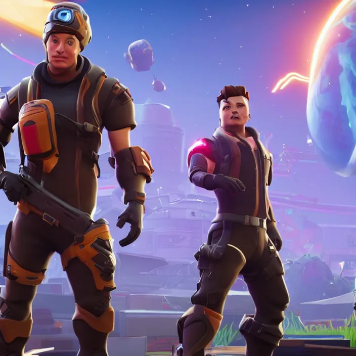 Image similar to elon musk as a fortnite character, cinematic, detailed