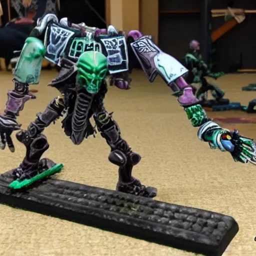 Image similar to necron doing a kickflip as others look on in awe