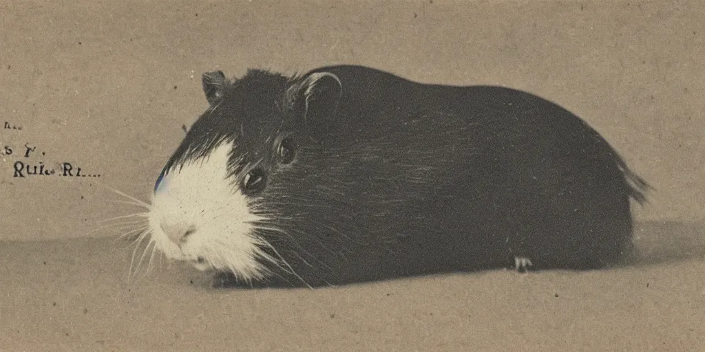 Prompt: a 1 9 1 0 s postcard of a guinea pig