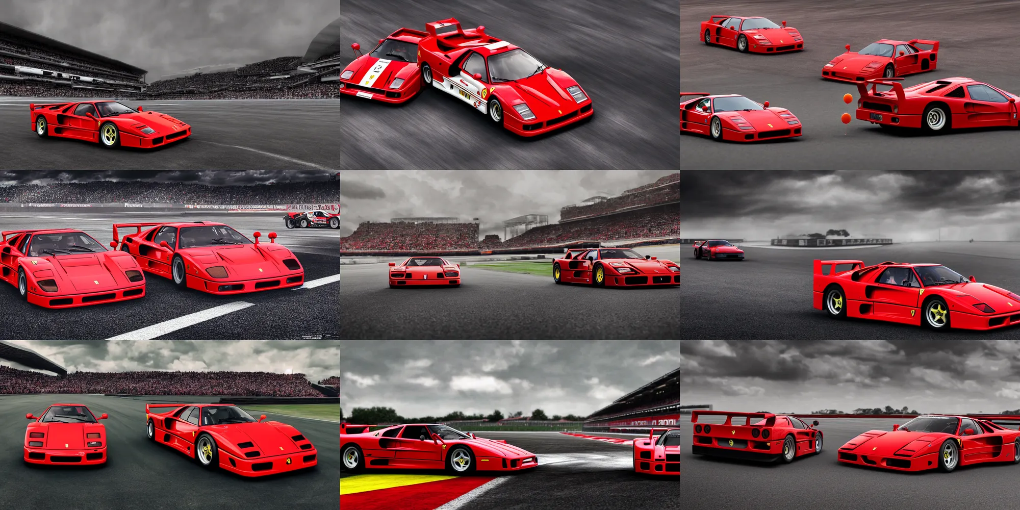 ferrari f 4 0 sports car on a racetrack during an, Stable Diffusion
