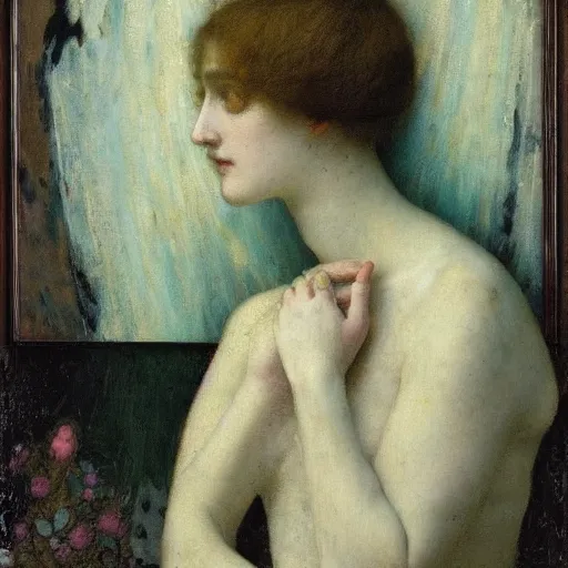 Prompt: portrait of a woman, by edgard maxence, mythological figure, divine, heavenly, beautiful, elegant, ethereal