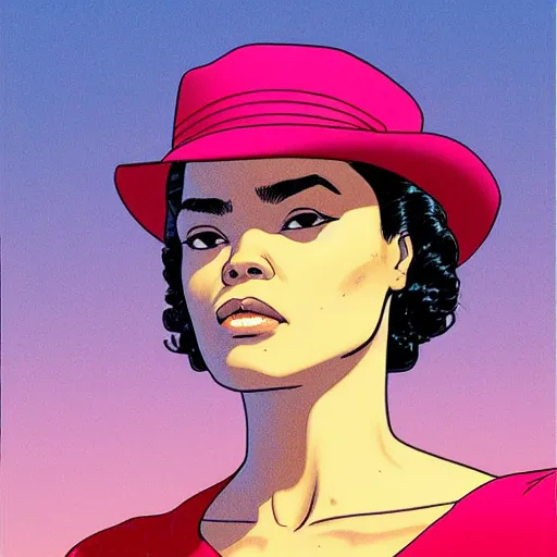 Image similar to tessa thompson retro minimalist portrait by jean giraud, moebius starwatcher comic, 8 k