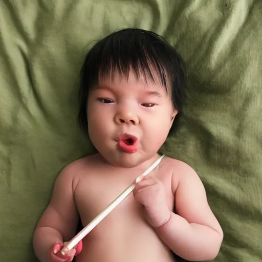 Prompt: baby with a juul