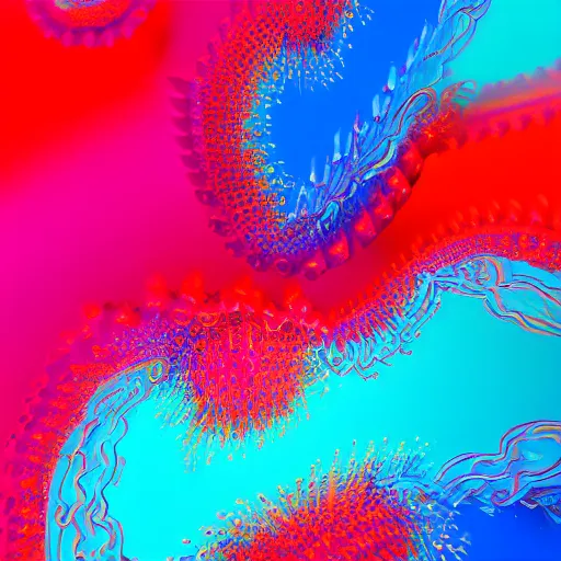 Image similar to raspberry, blueberry, vanilla smoothie explosion, intricate complexity, neon red white and blue drip paint, psychedelic glitch art, trending on art station, photoreal, 8 k, octane render