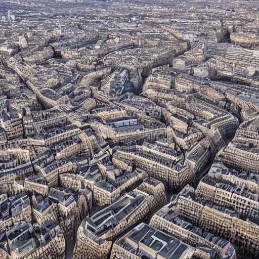Image similar to a labyrinth made of parisian buildings, 4 k