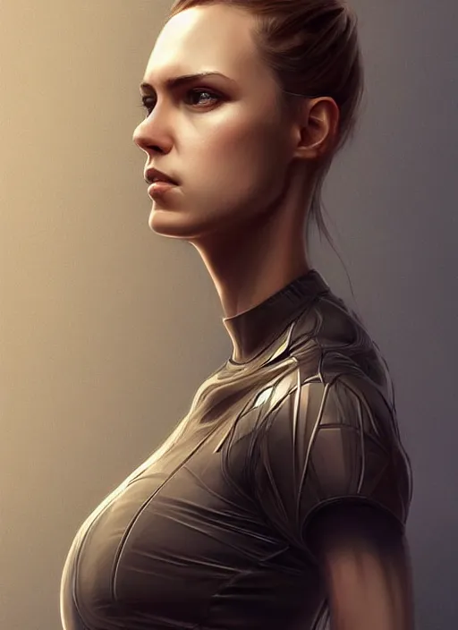 Prompt: epic professional digital portrait art of woman wearing airforce jumpsuit, digital painting by artgerm and iris van herpen, artstation, cgsociety, wlop, epic, much wow, much detail, gorgeous, detailed, cinematic, masterpiece