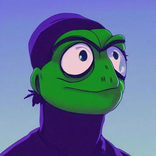 high quality portrait of pepe meme. art by makoto, Stable Diffusion