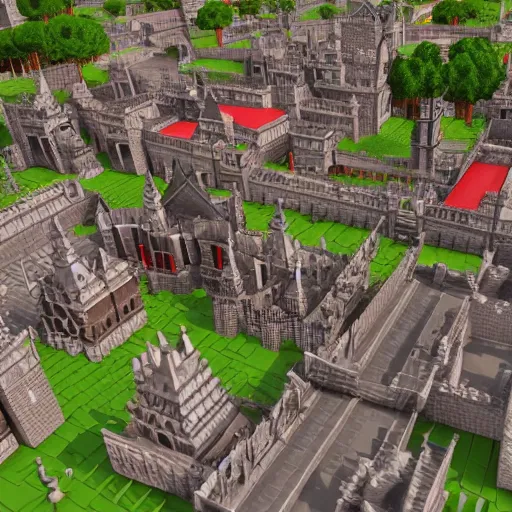 Prompt: medieval city voxel style in unity unreal engine