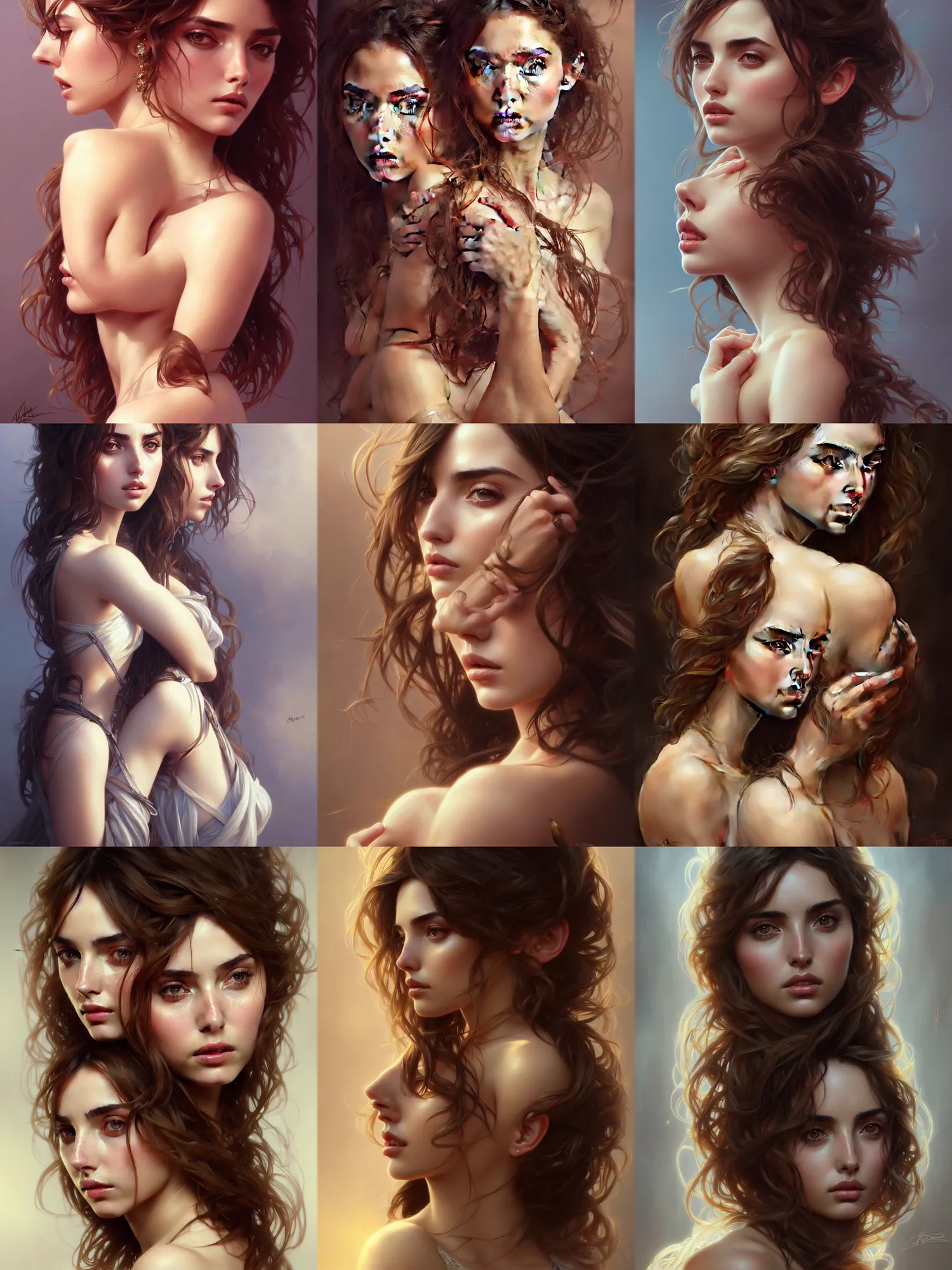 Prompt: beautiful portrait of Ana de Armas, beautiful bone structure, intricate, elegant, highly detailed, digital painting, artstation, concept art, smooth, sharp focus, illustration, art by artgerm and greg rutkowski and alphonse mucha and WLOP