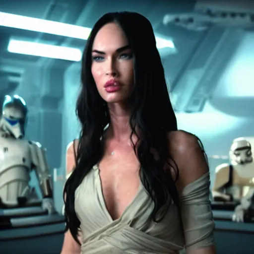 Image similar to Still of Megan Fox on the Jedi Council, Star Wars ,Cinematic Lighting, beautiful composition, 8K resolution