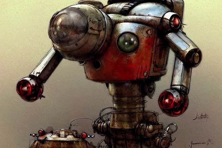 Image similar to adventurer ( ( ( ( ( 1 9 5 0 s retro future robot android mouse rv rocket tank robot. muted colors. ) ) ) ) ) by jean baptiste monge!!!!!!!!!!!!!!!!!!!!!!!!! chrome red