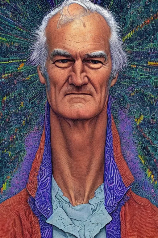 Prompt: an awesome jean giraud portrait of timothy leary in the style of a renaissance masters portrait, mystical and new age symbolism