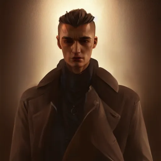 Image similar to a beautiful 3D model of kaz brekker from shadow and bone tv series, oil painting, Greg Rutkowski, Charlie Bowater, Yuumei, Yanjun Cheng, unreal 5, DAZ, hyper-realistic, octane render, RPG portrait, dynamic lighting, fantasy art, beautiful face