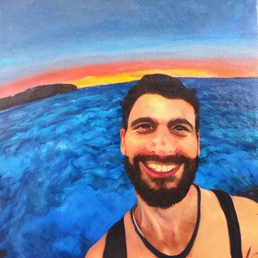 Prompt: a selfie taken at the end of the world, painting