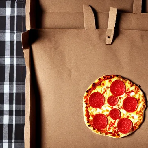 Prompt: pizza paper bag,HDR