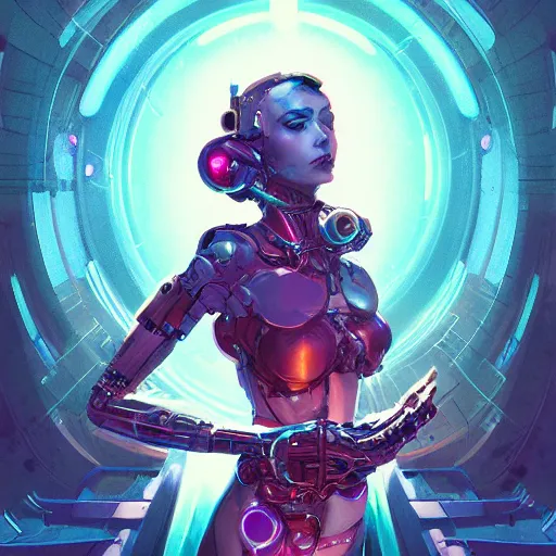 Image similar to graphic novel illustration of a portrait of a beautiful cybernetic woman, cyberpunk concept art by pete mohrbacher and artgerm and wlop and greg rutkowski and josan gonzales and syd mead, digital art, highly detailed, intricate, sci-fi, sharp focus, Trending on Artstation HQ, deviantart