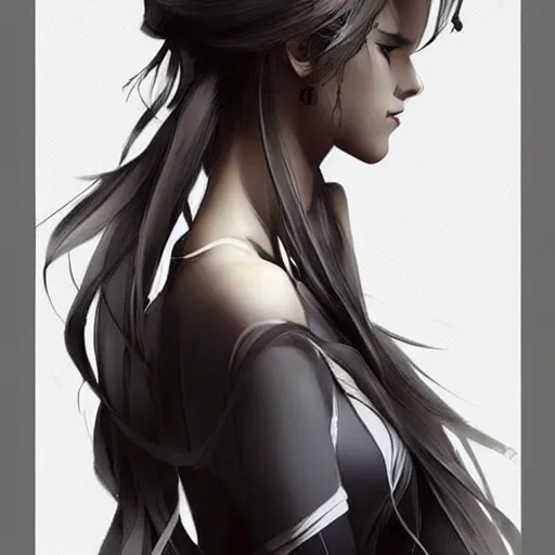 Image similar to beautiful long hairstyle, pinterest hair picture, back of the hair, long In style of Yoji Shinkawa and Hyung-tae Kim, concept art, highly detailed-H 704