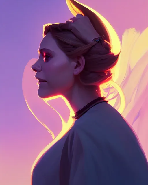 Image similar to side - profile painted portrait, elisabeth olsen as a mage, bright backlit, key lighting, smooth, gaudy colors, maya render, octane render aesthetic, dota matte painting concept art, official fanart behance hd artstation by jesper ejsing, by rhads and makoto shinkai and lois van baarle and ilya kuvshinov and rossdraws