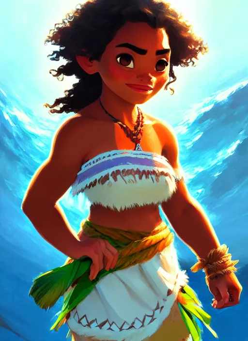 Prompt: portrait of moana, intricate, headshot, key visual, conceptart, ambient lighting, highly detailed, digital painting, artstation, concept art, sharp focus, by makoto shinkai and akihiko yoshida and greg manchess