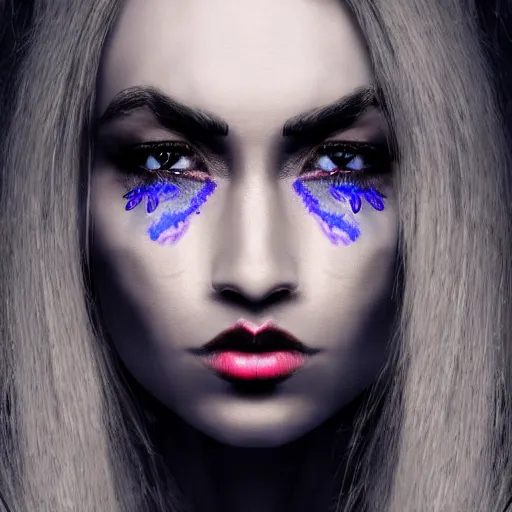 Image similar to drow woman with beautiful eyes, symmetrical face