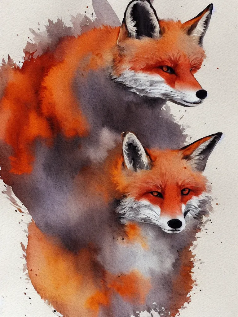 Image similar to autumn fox wheelbarrow watercolor by arti chauhan trending on artstation