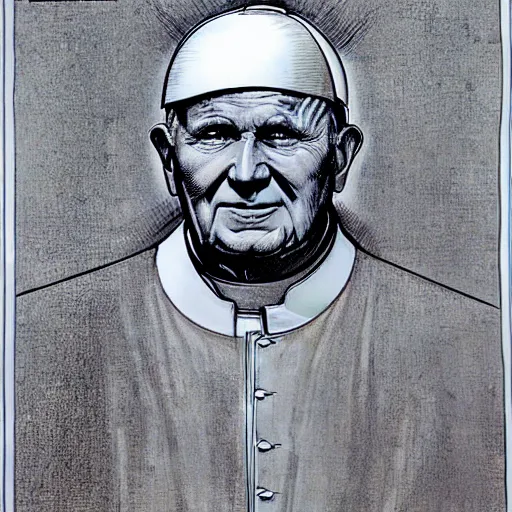 Prompt: pope John Paul II art by Glenn Fabry