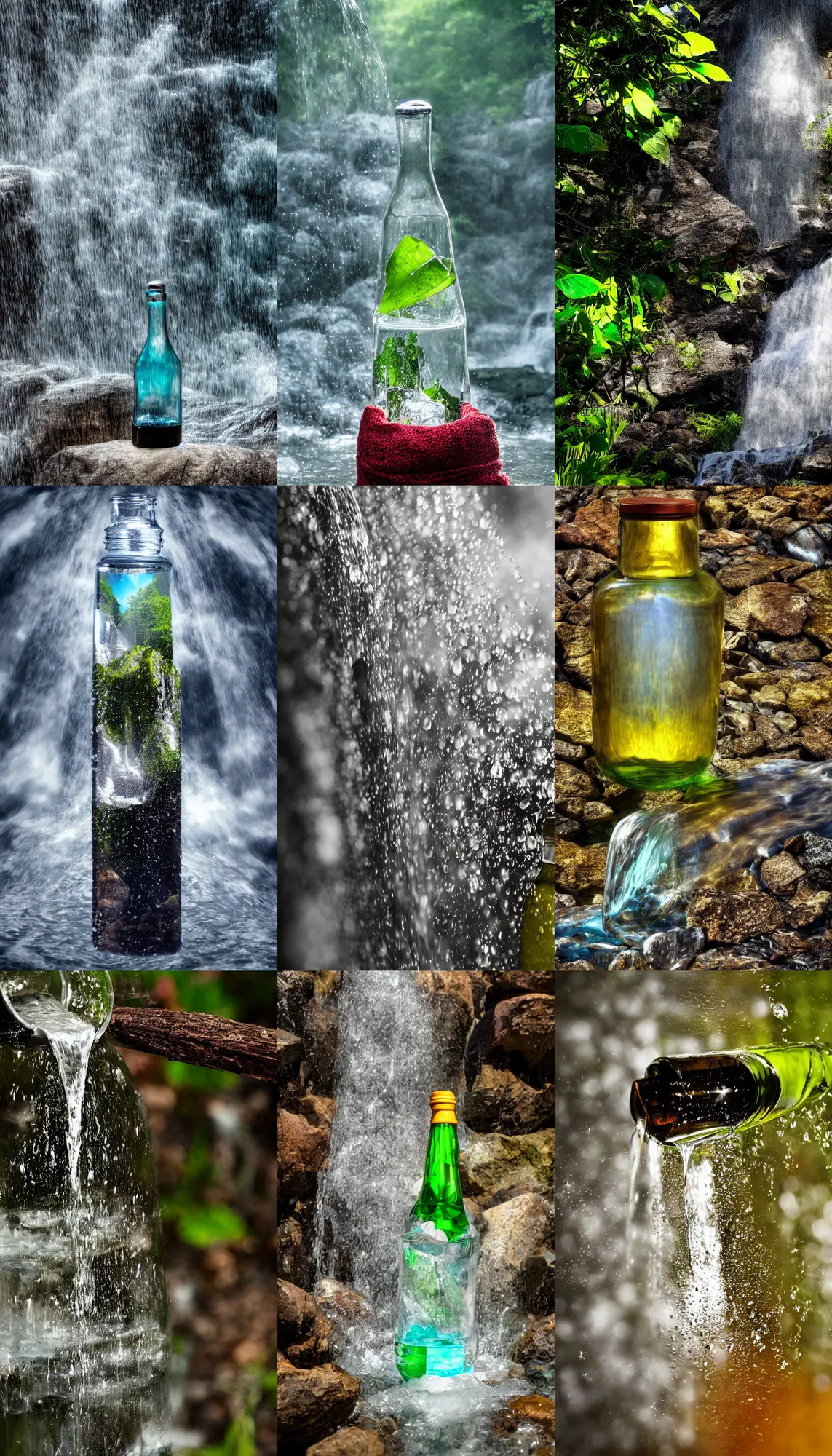 Prompt: A waterfall inside a bottle, fanatsy, 8k, high resolution