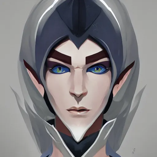 Prompt: face icon stylized minimalist, handsome snow elf with albino skin, ornate silver armour, androgynous cape, arrogant expression, loftis, cory behance hd by jesper ejsing, by rhads, makoto shinkai and lois van baarle, ilya kuvshinov, rossdraws global illumination