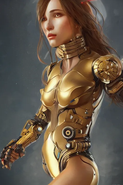 Image similar to beautiful young maiden cyborg, highly detailed, artstation, concept art, sharp focus, illustration, art by artgerm and Gustav Klimt