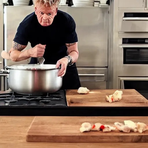 Image similar to Gordon Ramsay cooking with poop