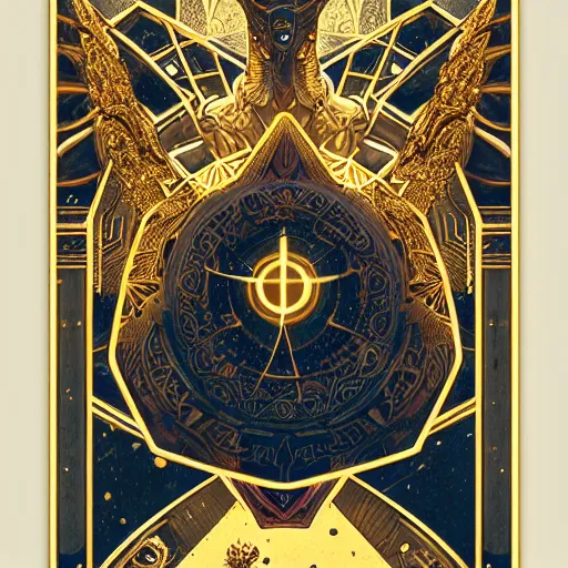 Prompt: a tarot card with symmetrically decorated edges in gold, fantasy art, in the style of greg rutkowski, illustration, epic, fantasy, cinematic, intricate, hyper detailed, artstation, concept art, smooth, sharp focus, ray tracing