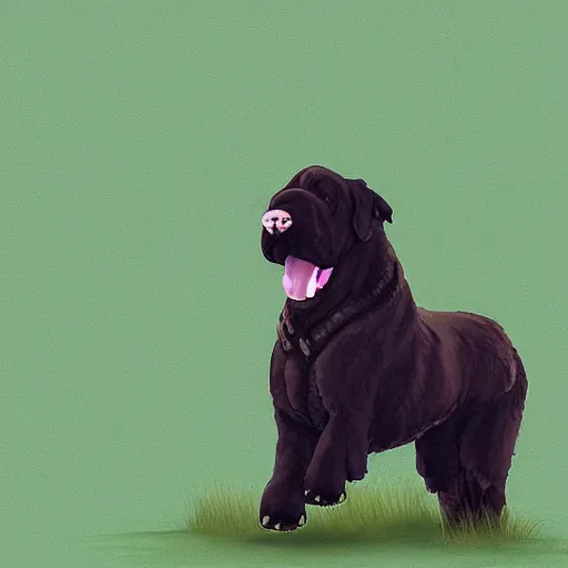 Image similar to girl riding a giant newfoundland dog in the park, trending on artstation