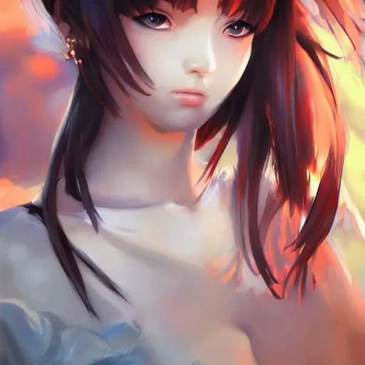 Image similar to portrait anime warrior girl, cute - fine - face, pretty face, realistic shaded perfect face, fine details. anime. realistic shaded lighting by ilya kuvshinov giuseppe dangelico pino and michael garmash and rob rey, iamag premiere, aaaa achievement collection, elegant, fierce look, fabulous.