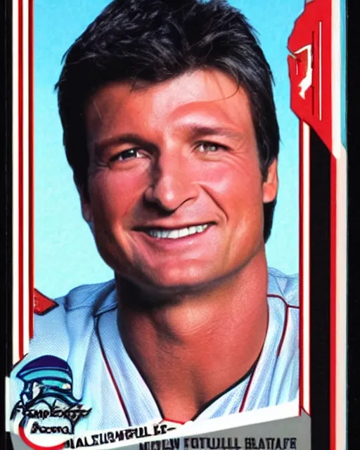 Image similar to futuristic nft baseball card of nathan fillion, full - view