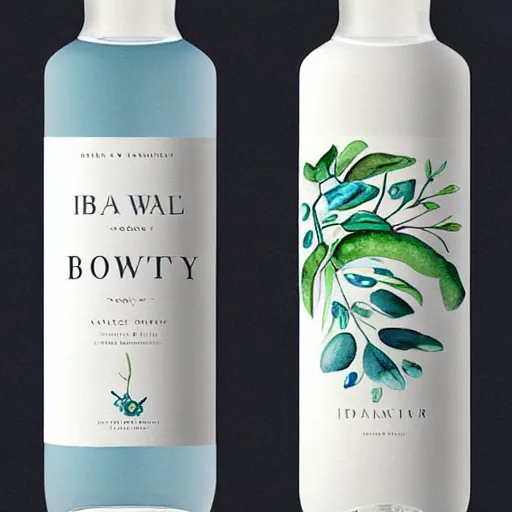 Prompt: water colour botanical designs, illustration, pastel colours, smooth, magical painting, gin packaging design, front label, packaging of the world, behance