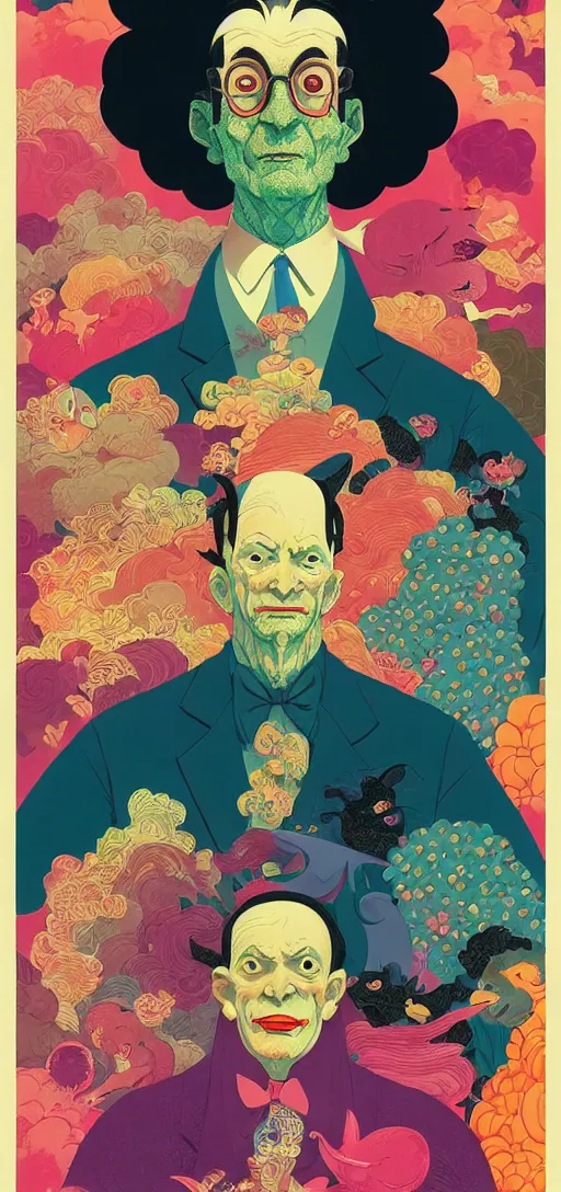 Image similar to a character portrait piece by victo ngai, francis goya, basil wolverton, lisa frank, roy litchenstein