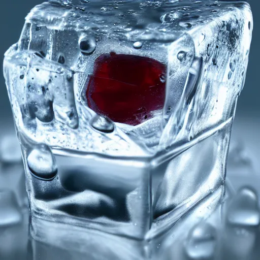 Image similar to ice - t face in a ice cube, 8 k, ultra realistic details