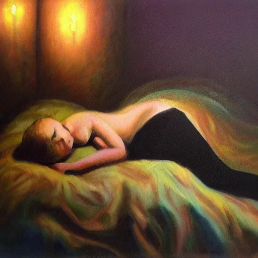 Prompt: Dream of a sleepless night. Oil painting.