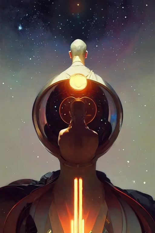 Image similar to space, buddhism, futurism, painting by greg rutkowski, j. c. leyendecker, artgerm