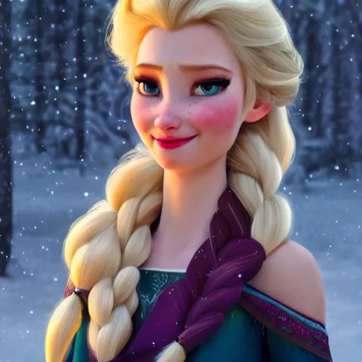 Image similar to elsa from frozen full body, snow background, hyper realistic, hyper detailed, digital art, trending in artstation, cinematic lighting, studio quality, smooth render, unreal engine 5 rendered, octane rendered, art style by klimt and nixeu and ian sprigger and wlop and krenz cushart