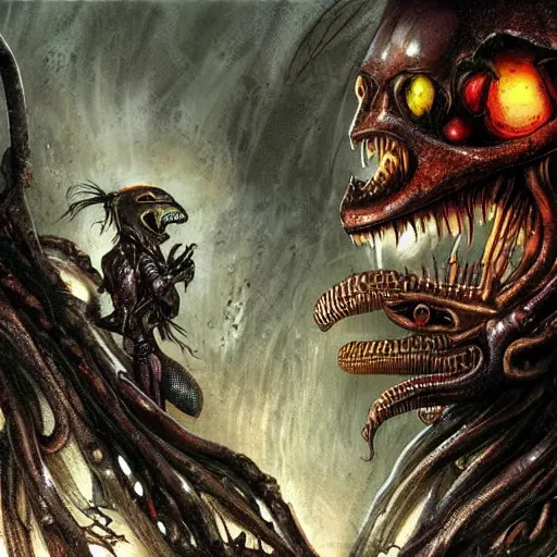 Prompt: concept art aliens versus predator sequel