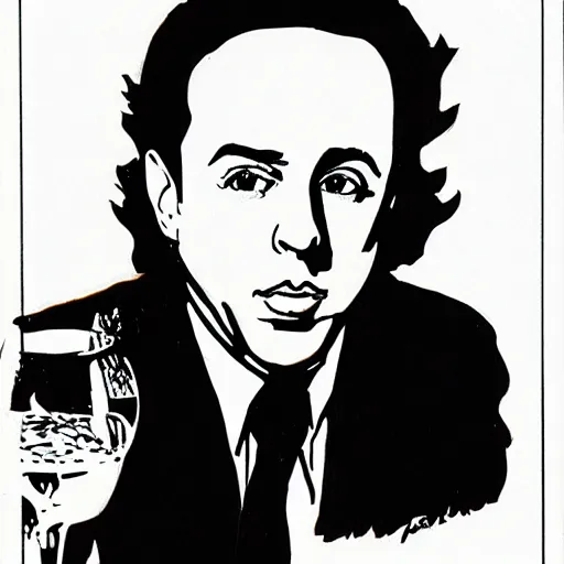 Image similar to jerry seinfeld, portrait, by guido crepax