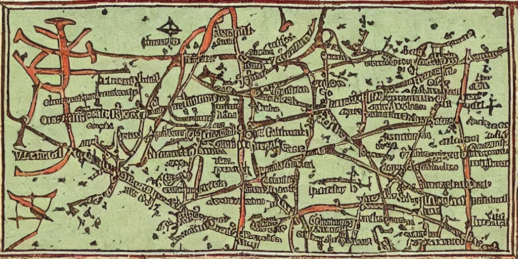 Image similar to medieval map labelled as of the town of yelm