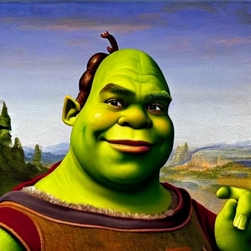 Image similar to High-quality Painting of Shrek in the style of Raphael, renaissance era sfumato painting, circa 1400